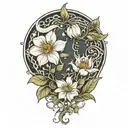 moon flower intertwined tattoo design idea