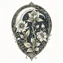 moon flower intertwined tattoo design idea