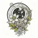 moon flower intertwined tattoo design idea
