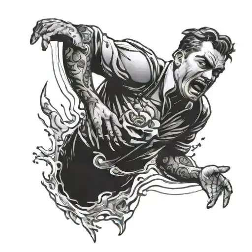 a man sinking and drowning tattoo design idea