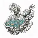 a man sinking and drowning tattoo design idea