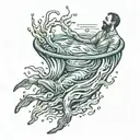 a man sinking and drowning tattoo design idea