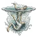 a man sinking and drowning tattoo design idea
