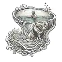 a man sinking and drowning tattoo design idea