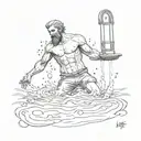 a man drowning and being weighed down by his sins tattoo design idea