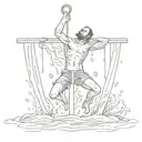 a man drowning and being weighed down by his sins tattoo design idea