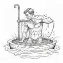 a man drowning and being weighed down by his sins tattoo design idea