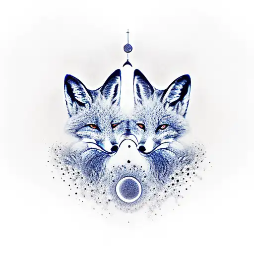 Two foxes that make up Yin and Yang tattoo design idea