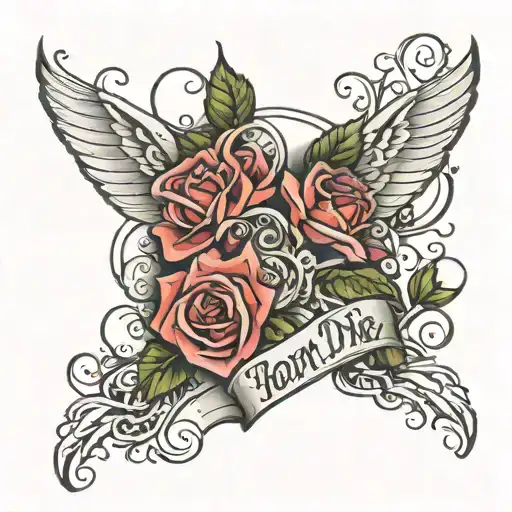 quote is "born to die" in cursive writing, with some type of border right underneath the breast. tattoo design idea