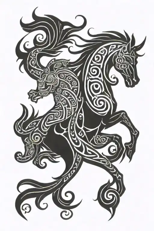 Aquarius/ Capricorn with tribal  tattoo design idea