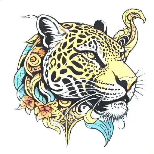 A jaguar in mayan style tattoo tattoo design idea