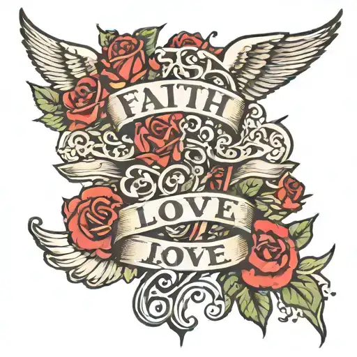 faith hope love pain tattoo design idea
