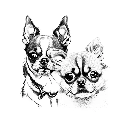la cara de mis dos perros chihuahuas, hojas de monteras y lirios   tattoo design idea