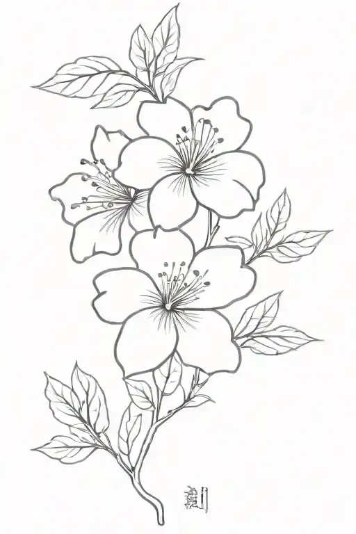 forearm cherry blossom, hibiscus, acacia flower, geranium, azalea flower, cyclamen, poinsettia and stock tattoo design idea