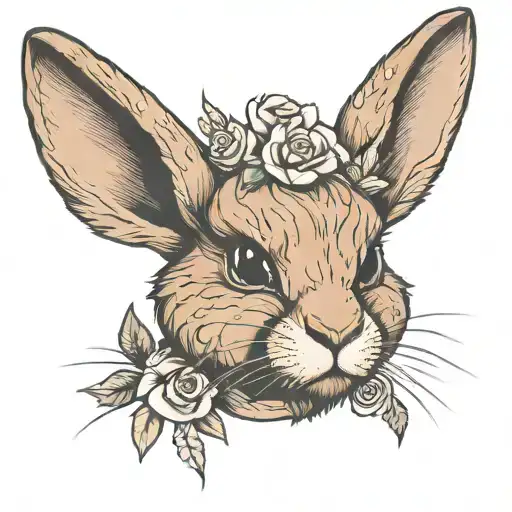 small brown bunny pointy ears  tattoo design idea