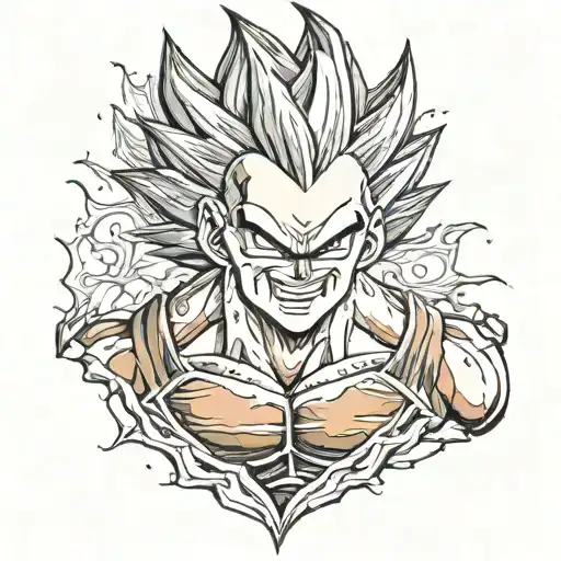 dragon ball z vegeta badass smile blood tattoo design idea