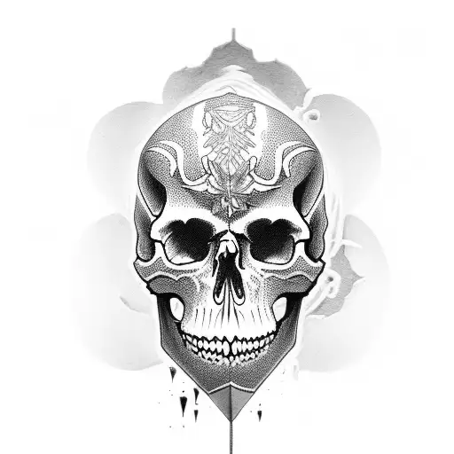 Premium Vector  Human skull icon logo design black and white stencil tattoo  flat vector illustration