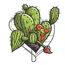 cactus and broken heart tattoo design idea