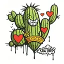 cactus and broken heart tattoo design idea