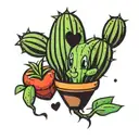 cactus and broken heart tattoo design idea