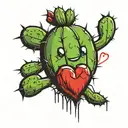 cactus and broken heart tattoo design idea