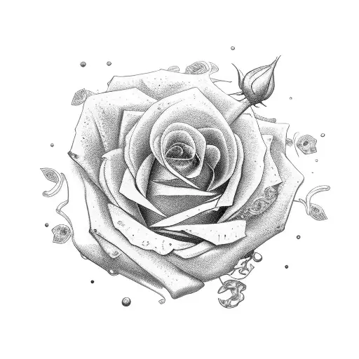 broken chain wrapped around roses sleeve tattoo design idea