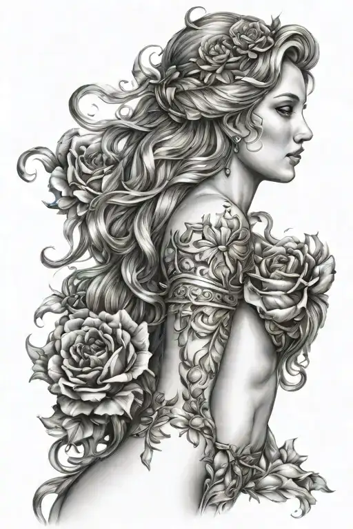 beautiful realistic full body Aphrodite  tattoo design idea