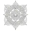Iroh's pai sho tile surrounded by Xena's chakram with aragorn's sword across it  tattoo design idea