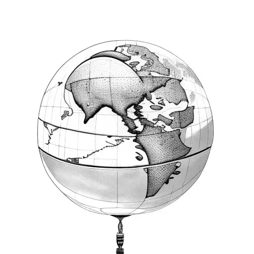 An orca swimming through a globe, representing the client's passion for both orcas and travelling the world tattoo design idea