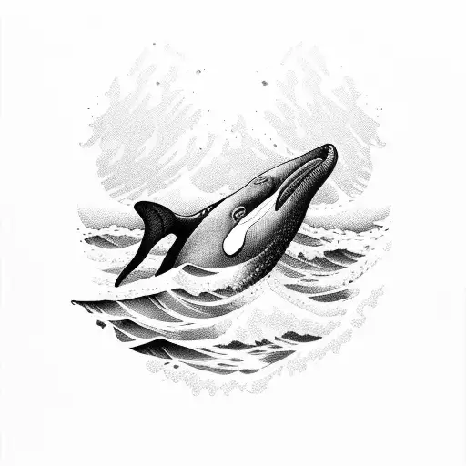 Ocean waves with Orcas tattoo design idea