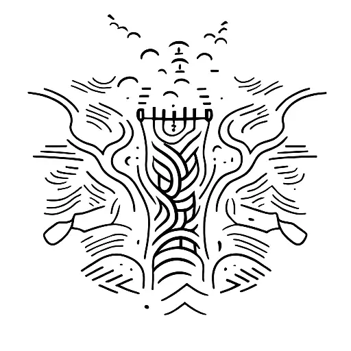 A minimalist tattoo of a volcano erupting musical notes tattoo design idea