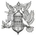 prison and doves flying tattoo design idea