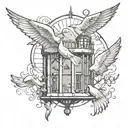 prison and doves flying tattoo design idea