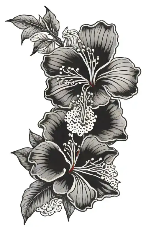 Hawaii Hibsicus flower  tattoo design idea