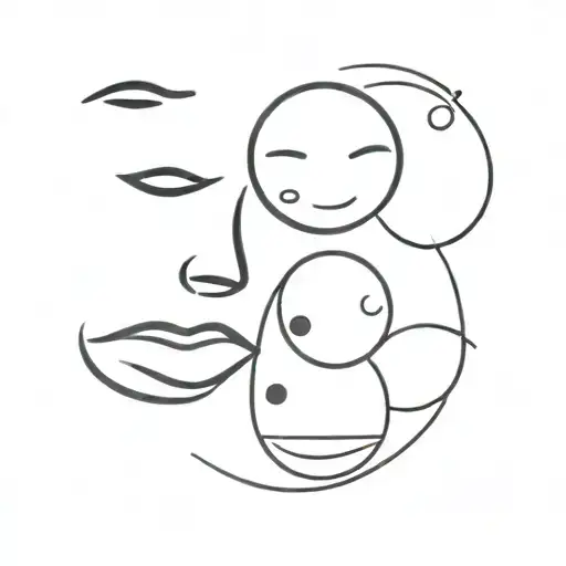 happy face and sad face overlapping each other tattoo design idea