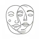 happy face and sad face overlapping each other tattoo design idea