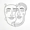 happy face and sad face overlapping each other tattoo design idea