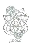 Text: "Atom is not a soldier, atom is a worker!", with added atom and gear tattoo design idea