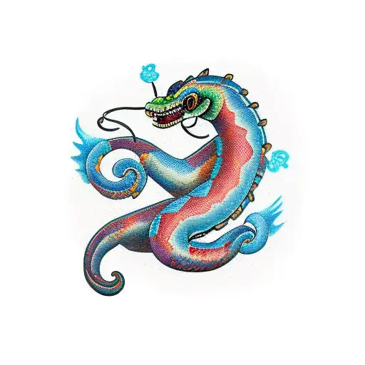 un alebrije de serpiente para un brazo completo  tattoo design idea