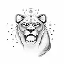 roaring lion with flowers tattoo design idea