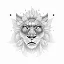 roaring lion with flowers tattoo design idea