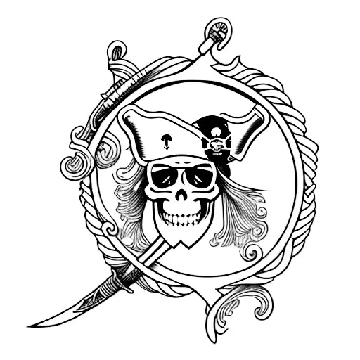 A simple pirate sword doodle tattoo design idea