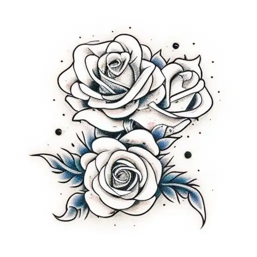 femenine fox with white roses and begonias tattoo design idea