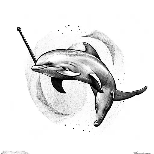 dolphin on a snowboard tattoo design idea