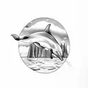 dolphin on a snowboard tattoo design idea