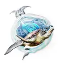 mermaid and sea turtles and manta rays and jellyfish tattoo design idea