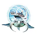 mermaid and sea turtles and manta rays and jellyfish tattoo design idea