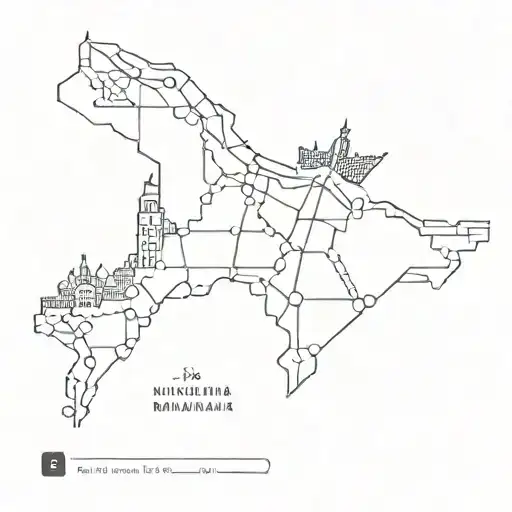 Create a minimalist tattoo of the Kharkiv city map with a brain icon representing the client's passion for mathematics tattoo design idea