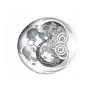 cresent moon with random loops around it with the name reiya hidden in it tattoo design idea