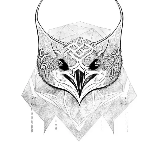 full body Raven with nordic runes tattoo design idea